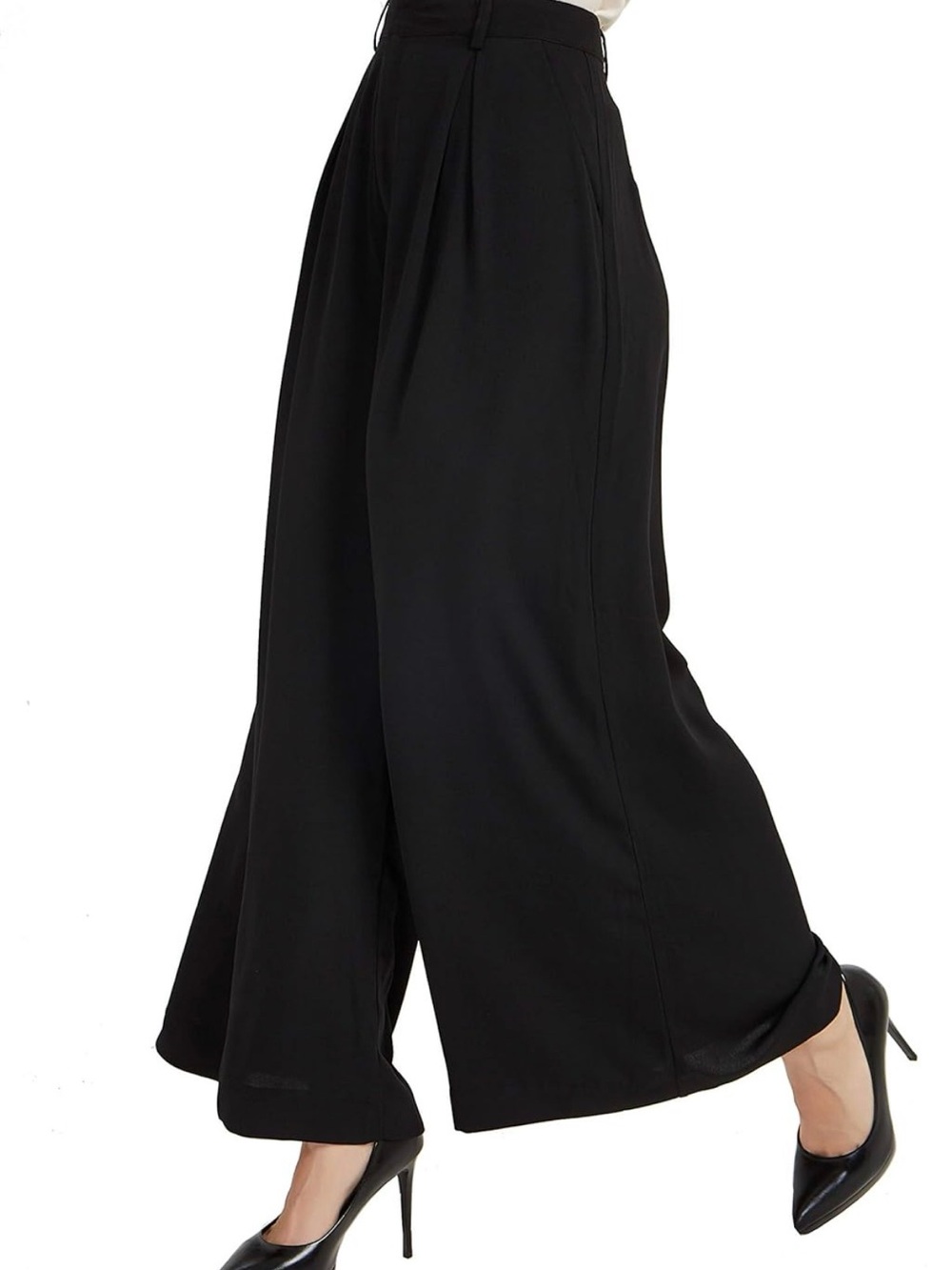 Women's Black Wide-Leg High-Waist Palazzo Pants